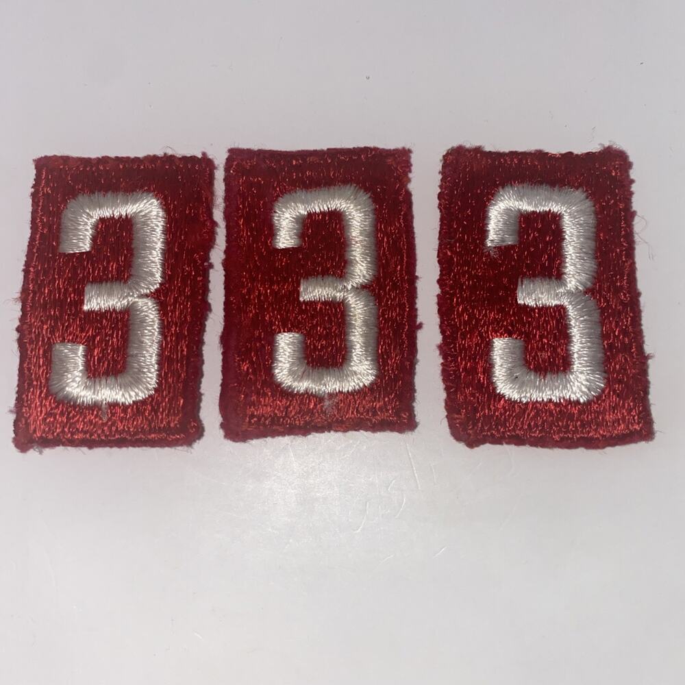 BSA Cub Scout Pack Number 3 Uniform Sleeve Patches Red White Embroidered